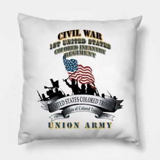 Civil War - 1st United States Colored Infantry Regiment with USCT Bureau Banner - USA Pillow