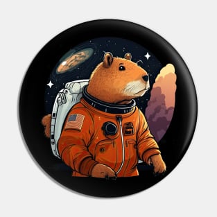 Capybara astronaut Pin