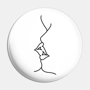 Kiss Kissing Lips Modern Line Art Graphic Design Pin