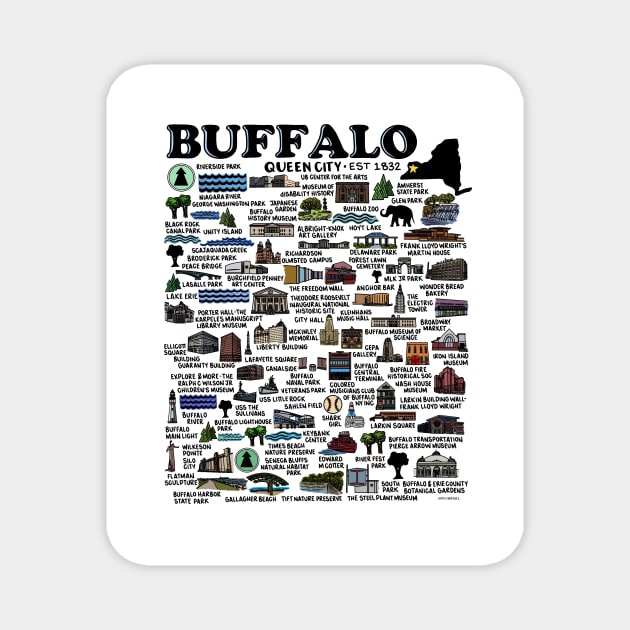 Buffalo New York Map Magnet by fiberandgloss