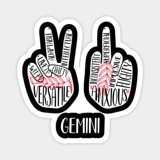 Gemini, Zodiac, June Birthday, Yin Yang, Peace Sign, Middle Finger Magnet