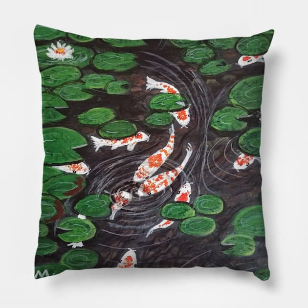 Koi Pond and Water Garden Pillow by Matt Starr Fine Art