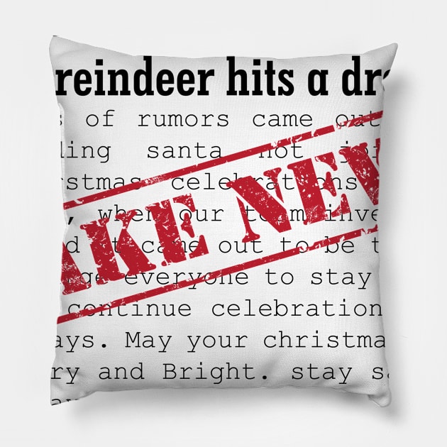 Santa reindeer Christmas Pillow by Abri Designs