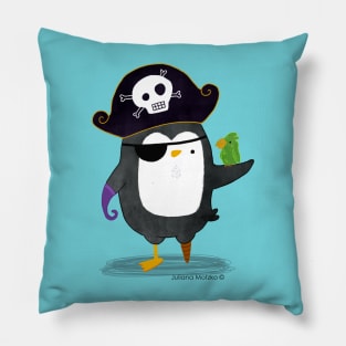 Pirate Penguin with a Parrot Pillow