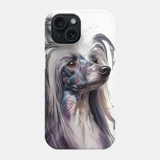 A Chinese Crested Dog Watercolor Portrait Phone Case