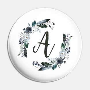 Floral Monogram A Dark Bohemian Flora Pin