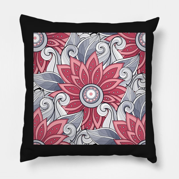 Spring Pattern with Floral Motifs Pillow by lissantee