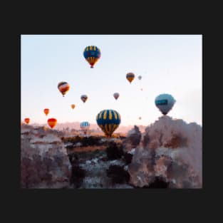 Cappadocia air balloons in the sky oil painting T-Shirt