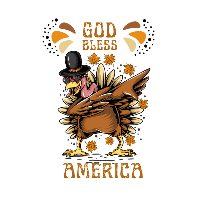 God Bless America Turkey Design by Meoipp