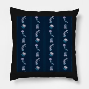 Vertical Swim Ocean Blue Pillow