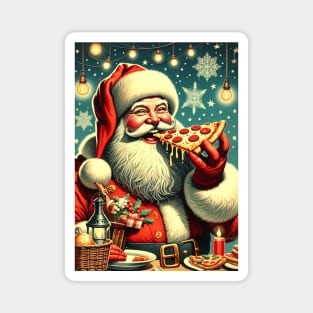 Vintage Pizza Santa Claus Magnet