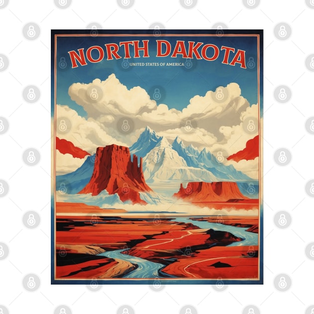 North Dakota United States of America Tourism Vintage Poster by TravelersGems