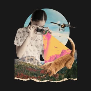 Collage Girl Camera and Cat T-Shirt