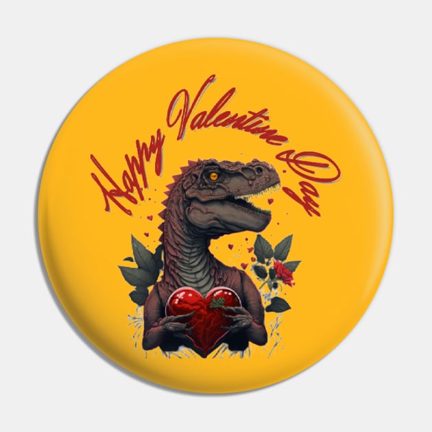 Happy Valentine's Day Trex Gift Pin by SanyD