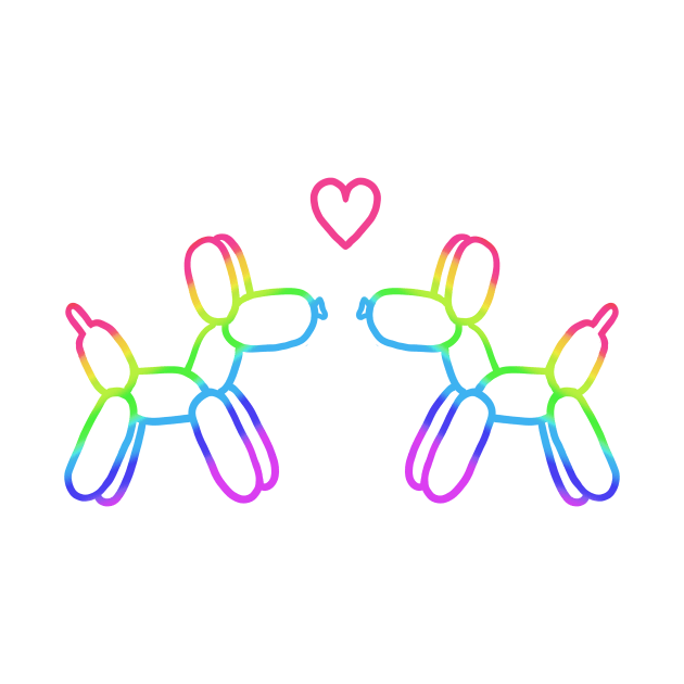 Rainbow Balloon Dogs in Love by Whoopsidoodle