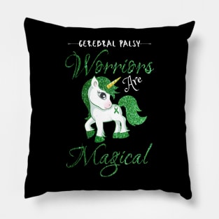 Cerebral Palsy Warriors Are Magical, Cute Green Unicorn Pillow