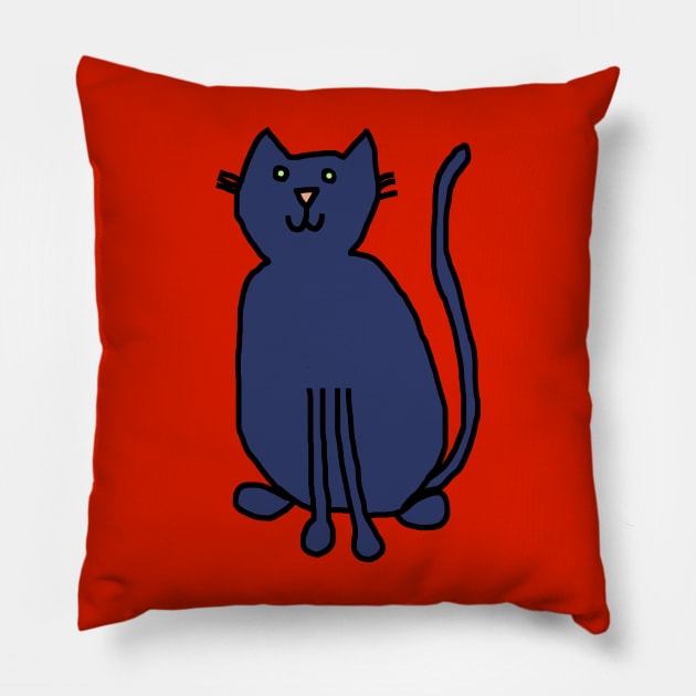 Blue Cat Pillow by ellenhenryart