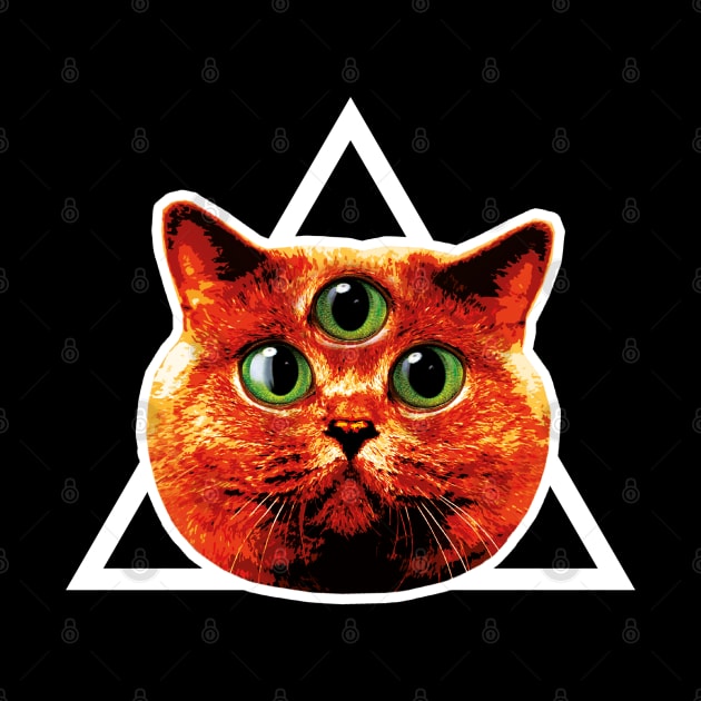 46 Magical Red Cat Triangle 3 three Eyes by Margarita7
