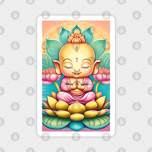 Baby Buddha Lotus Flower Mandala Magnet by mariasshop