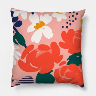 Large Red Flower on a pink background Pillow