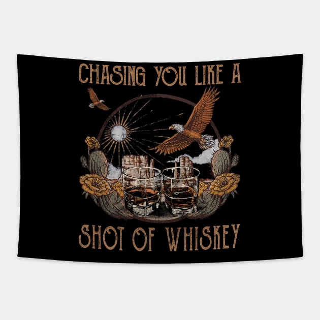 Chasing You Like A Shot Of Whiskey Country Music Bull & Eagles Tapestry by Beetle Golf
