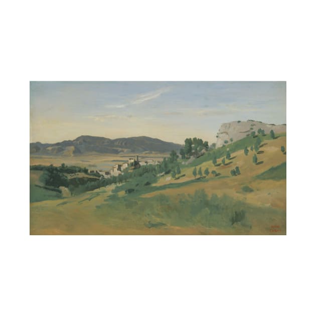 View of Olevano by Jean-Baptiste-Camille Corot by Classic Art Stall