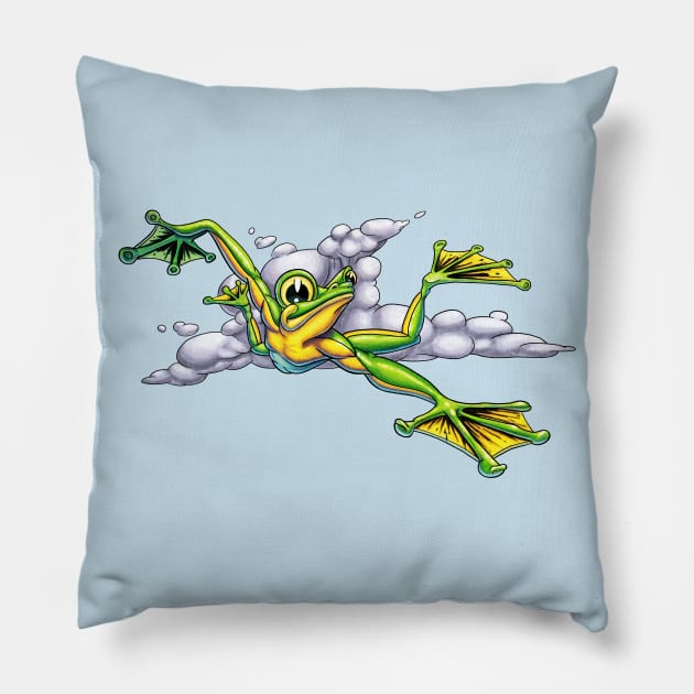 Skydiving Frog Pillow by Ian Moss Creative