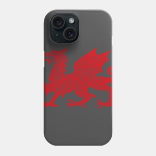 Geometric Welsh Dragon - Black Background Phone Case