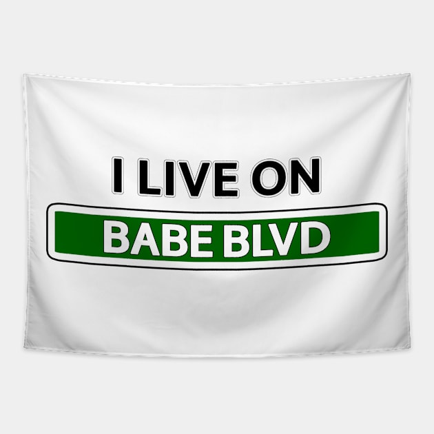 I live on Babe Blvd Tapestry by Mookle