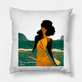 woman on the beach Pillow