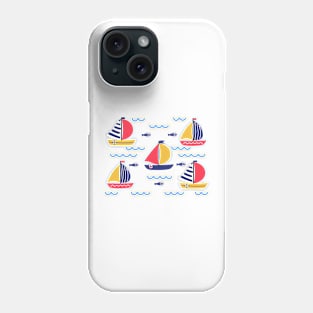 Sailboat regatta in sea ocean. Summer outdoor sports activity concept. Phone Case