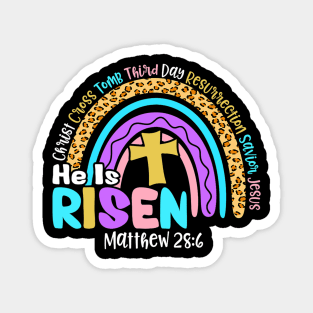 Rainbow Easter Trendy Tee He Is Risen Matthew 28 6 Christian Magnet