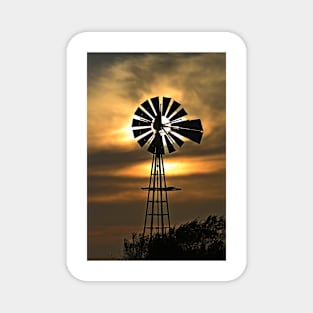 Kansas Windmill silhouette Sunset with a colorful sky. Magnet