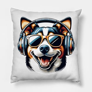 Taiwan Dog DJ Smiling with Energetic Beats Pillow