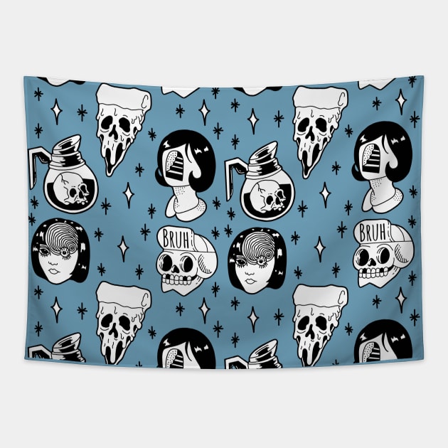 Black and white tattoo flash Tattoo Art Tapestry TeePublic