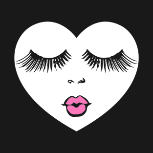 Lady Heart with Eyelashes and Pink Lips T-Shirt