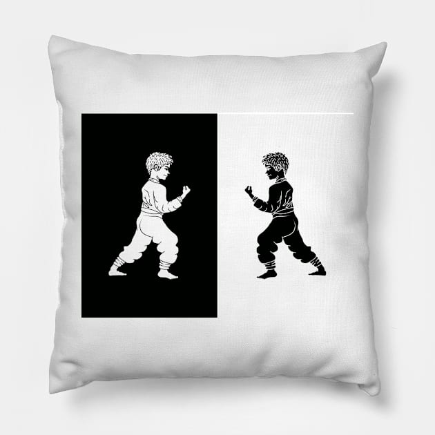 child practicing martial arts Pillow by bloomroge