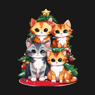 Chibi Cats celebrate christmas T-Shirt