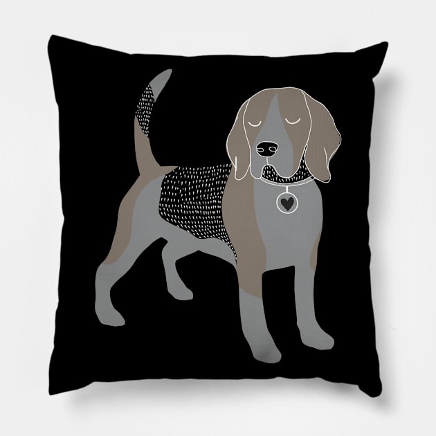 Beagle Illustration Pillow by Little  Eagle