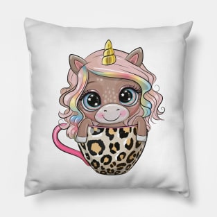 Cute Unicorn In Cup Pillow