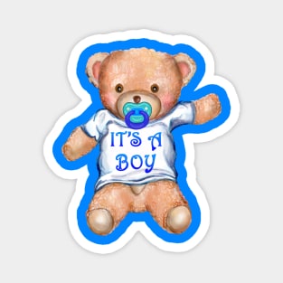 It's A Boy Teddy Bear with Pacifier Magnet