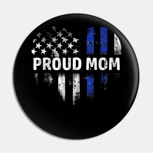Thin Blue Line Heart Proud Mom Police Officer Cop Pin