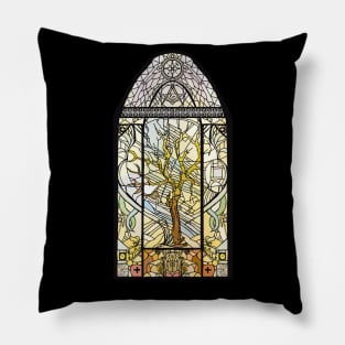 Spring starts the tree stained glass Pillow