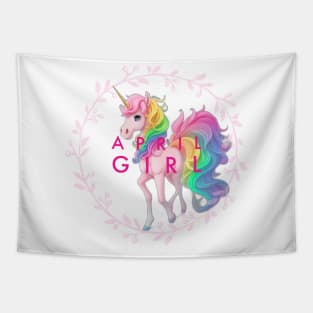 Born in april unicorn Tapestry