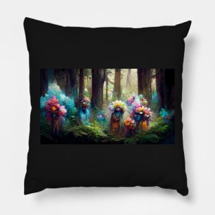 Flower Spirits In The Forest Pillow