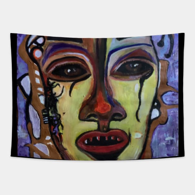 Life's Manifestation of Yellowman, abstract portrait Tapestry by DeniseMorgan