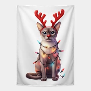 Christmas Red Nose Singapura Cat Tapestry