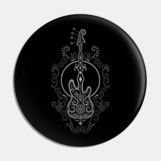 Intricate Dark Bass Guitar Design Pin