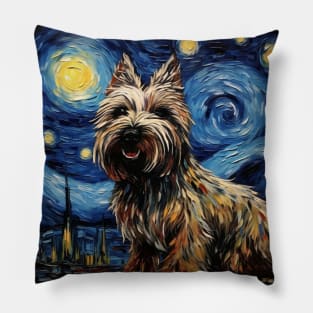 Skye Terrier Starry Night painting Pillow