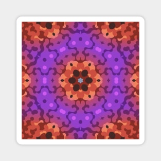 Retro Mandala Flower Purple and Red Magnet